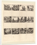 Mythological Playing Cards, 1644, 12 etchings on one sheet by Stefano Della Bella