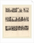 Mythological Playing Cards, 1644, 12 etchings on one sheet by Stefano Della Bella