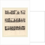 Mythological Playing Cards, 1644, 12 etchings on one sheet by Stefano Della Bella