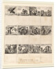 Mythological Playing Cards, 1644, 12 etchings on one sheet by Stefano Della Bella