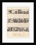 Mythological Playing Cards, 1644, 12 etchings on one sheet by Stefano Della Bella