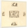 Soldiers, 5 etchings on 1 sheet of laid paper restrikes by Stefano Della Bella