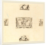 Soldiers, 5 etchings on 1 sheet of laid paper restrikes by Stefano Della Bella