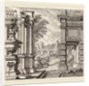 Architectural Fantasy with a Fountain, Classical Ruins, and a Bridge, before 1753 by Giuseppe Antonio Landi