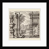 Architectural Fantasy with a Fountain, Classical Ruins, and a Bridge, before 1753 by Giuseppe Antonio Landi