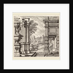Architectural Fantasy with a Fountain, Classical Ruins, and a Bridge, before 1753 by Giuseppe Antonio Landi