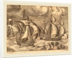 Three Caravels in a Rising Squall with Adrion on a Dolphin, 1565 by Frans Huys