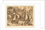 Three Caravels in a Rising Squall with Adrion on a Dolphin, 1565 by Frans Huys