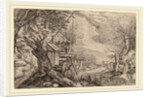 formerly Jacques de Gheyn II, Landscape with Log House near a River by Anonymous