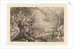 formerly Jacques de Gheyn II, Landscape with Log House near a River by Anonymous