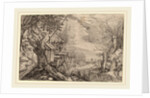formerly Jacques de Gheyn II, Landscape with Log House near a River by Anonymous
