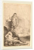 Nude Man Seated and Nude Man Standing, with a Woman and Baby in the Background, c. 1646 by Rembrandt van Rijn