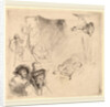 Sheet of Studies including a Woman Lying Ill in Bed by Rembrandt van Rijn