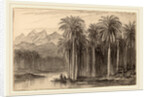Figures Setting Out in Canoes from a Palm Grove by Edward Lear