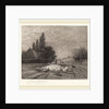 Village Street in France With a Flock of Sheep by Joseph Foxcroft Cole