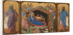 Italian, The Nativity with the Prophets Isaiah and Ezekiel, tempera on single panel by Duccio di Buoninsegna