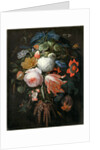German, A Hanging Bouquet of Flowers, probably 1665-1670 by Abraham Mignon