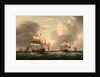 An English Two-Decker Lying Hove to, with Other Ships and Vessels in a Fresh Breeze by Dominic Serres