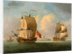 An English Sloop and a Frigate in a Light Breeze by Francis Swaine