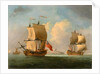 An English Sloop and a Frigate in a Light Breeze by Francis Swaine