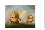 An English Sloop and a Frigate in a Light Breeze by Francis Swaine