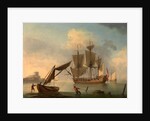 An English Sloop Becalmed near the Shore by Francis Swaine