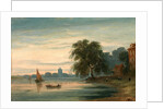 A View along the Thames towards Chelsea Old Church, London by John Varley