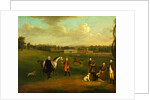 Leak Okeover, Rev. John Allen and Captain Chester at Okeover Hall by Arthur Devis