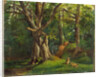 Woodland scene with rabbits Possibly by Sir Hubert von Herkomer