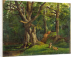 Woodland scene with rabbits Possibly by Sir Hubert von Herkomer