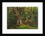 Woodland scene with rabbits Possibly by Sir Hubert von Herkomer