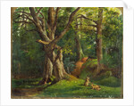 Woodland scene with rabbits Possibly by Sir Hubert von Herkomer