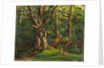 Woodland scene with rabbits Possibly by Sir Hubert von Herkomer