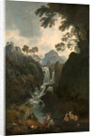 A Waterfall with Bathers by Julius Caesar Ibbetson