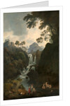 A Waterfall with Bathers by Julius Caesar Ibbetson