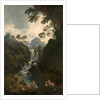 A Waterfall with Bathers by Julius Caesar Ibbetson