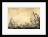 Ships and Militia by a Rocky Shore English and Dutch Ships with Armed Men by a Rocky, Fortified Shore by The Elder