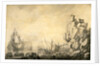Ships and Militia by a Rocky Shore English and Dutch Ships with Armed Men by a Rocky, Fortified Shore by The Elder