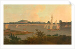 Pinnace sailing down the Ganges past Monghyr Fort Ganges Landscape by Thomas Daniell