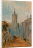 Street with Church and Figures by Anonymous