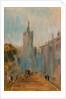 Street with Church and Figures by Anonymous