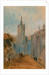Street with Church and Figures by Anonymous