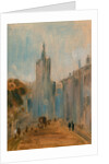 Street with Church and Figures by Anonymous