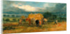 A Harvest Scene with Workers Loading Hay on to a Farm Wagon by James Ward