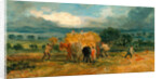 A Harvest Scene with Workers Loading Hay on to a Farm Wagon by James Ward