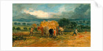 A Harvest Scene with Workers Loading Hay on to a Farm Wagon by James Ward