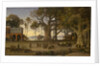 Moonlit Scene of Indian Figures and Elephants among Banyan Trees by Auguste Borget