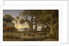 Moonlit Scene of Indian Figures and Elephants among Banyan Trees by Auguste Borget
