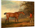 A Bay Horse Approached by a Stable-Lad with Food and a Halter by George Garrard
