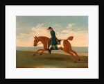 One of Four Portraits of Horses - a Chestnut Racehorse Exercised by a Trainer in a Blue Coat by James Seymour